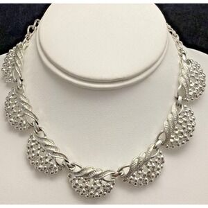 Vintage Emmons Signed Silver Tone Textured Choker Necklace Adjustable 12-17''